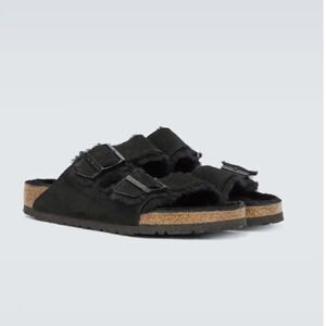 Birkenstock Women Arizona Comfort Suede Shearling Sandals shoes sz 38/7